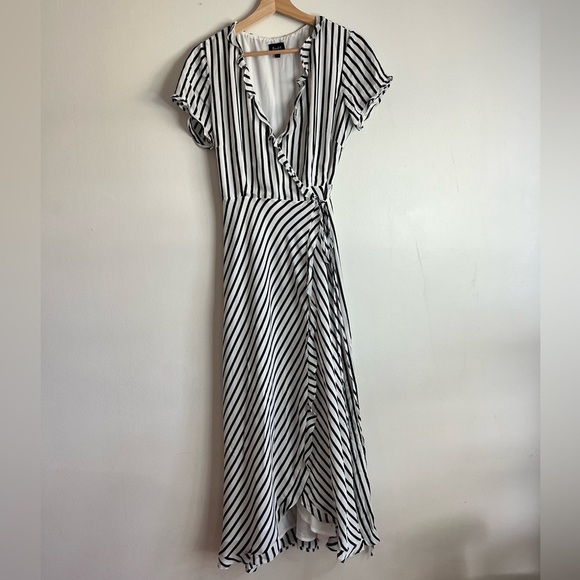 Bardot Black & White Striped Wrap Maxi Dress - Size US 6 - Picture 10 of 15